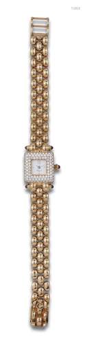 CHOPARD SQUARE DIAMONDS WRISTWATCH IN YELLOW GOLD