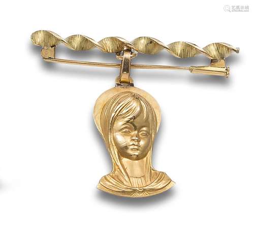 PIN IN GOLD WITH VIRGIN GIRL