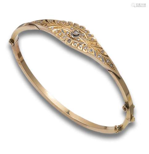 ANTIQUE BRACELET, 1930s, YELLOW GOLD AND CLEAR GLASS