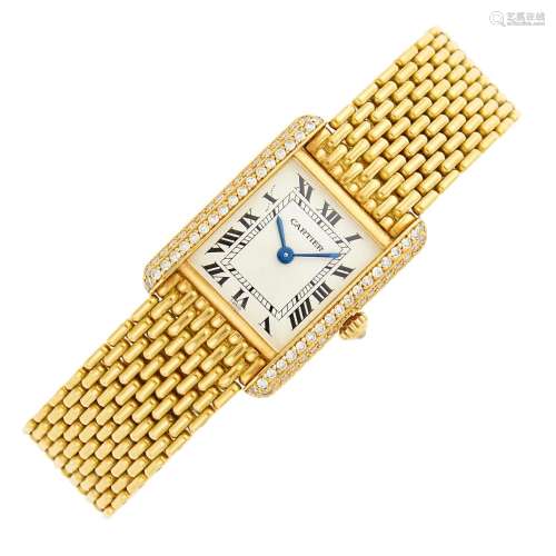 Cartier Gold and Diamond `Tank` Wristwatch