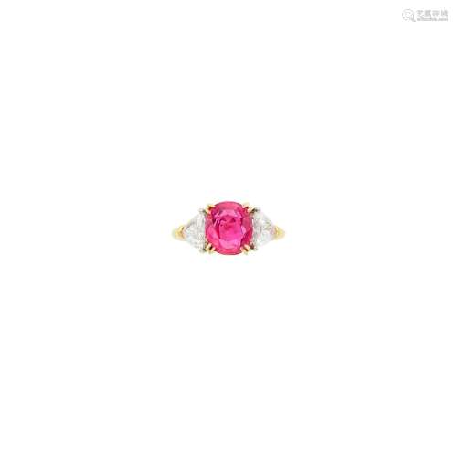 Gold, Pink Sapphire and Diamond Ring