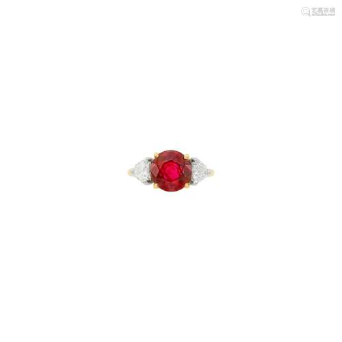 Gold, Platinum, Ruby and Diamond Ring