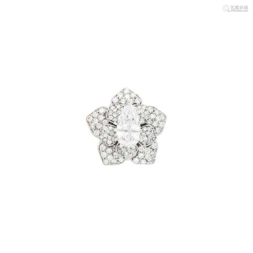 White Gold and Diamond Flower Ring