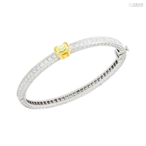 Kwiat Platinum, Gold, Colored Diamond and Diamond Bangle Bra...