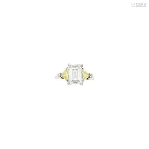 Platinum, Diamond and Colored Diamond Ring