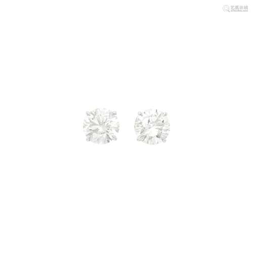 Pair of Platinum and Diamond Stud Earrings