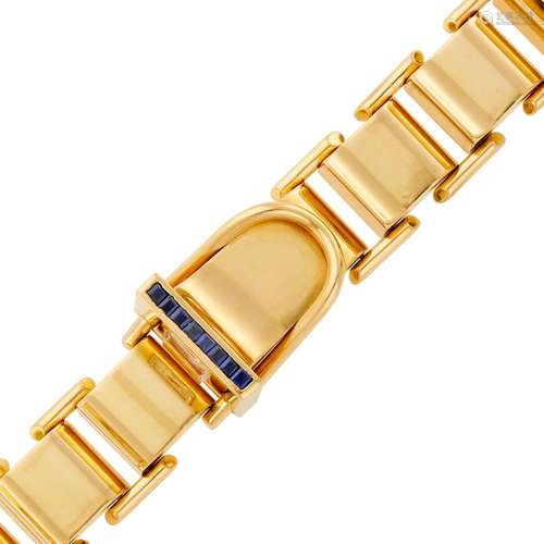 Gold and Sapphire Padlock Bracelet-Watch