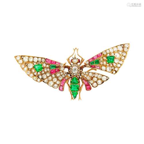 Antique Gold, Emerald, Ruby and Diamond `En Tremblant` Butte...