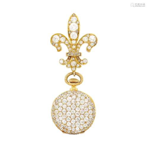 Tiffany & Co. Antique Gold and Diamond Fleur-de-Lis Lape...