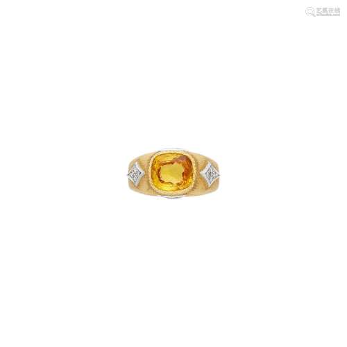 Mario Buccellati Two-Color Gold, Yellow Sapphire and Diamond...