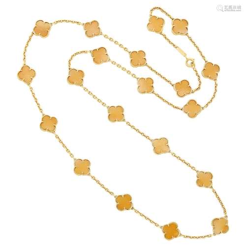 Van Cleef & Arpels Long Gold and Agate `Alhambra` Chain ...