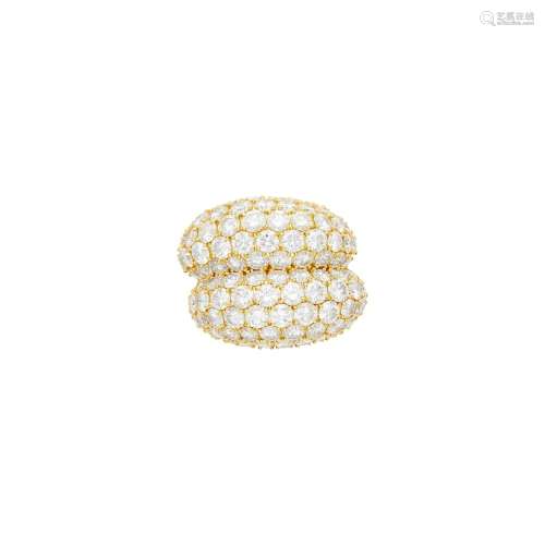 Gold and Diamond Bombé Crossover Ring