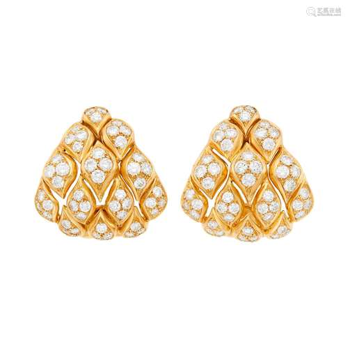 Pair of Gold and Diamond Earclips