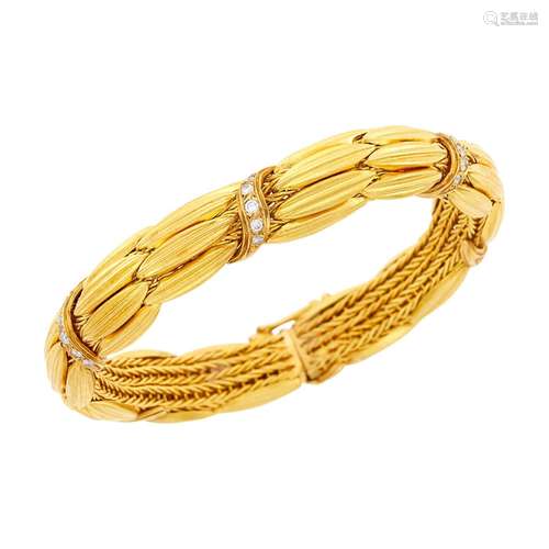 Ilias Lalaounis Gold and Diamond Wheat Sheaf Bracelet