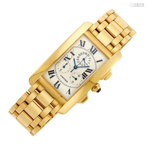 Cartier Gold `Tank Americaine` Chronograph Wristwatch, Ref. ...