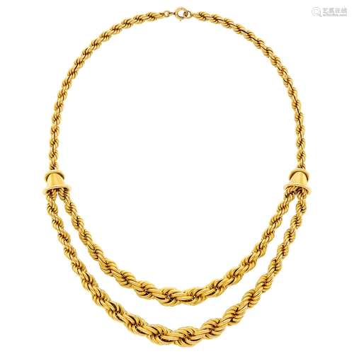 Boucheron Paris Gold Rope-Twist Swag Necklace