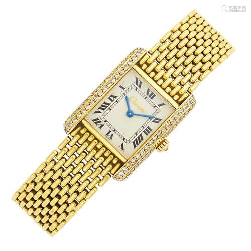 Cartier Paris Gold and Diamond `Tank` Wristwatch