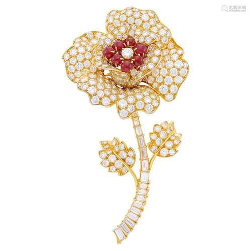 Van Cleef & Arpels Gold-Plated Platinum, Diamond and Cab...