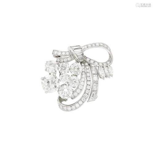 Platinum and Diamond Pendant-Brooch