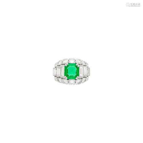 Van Cleef & Arpels Platinum, Emerald and Diamond Ring, F...