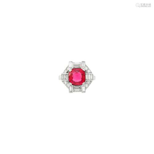 Tiffany & Co. Platinum, Rubellite and Diamond Ring