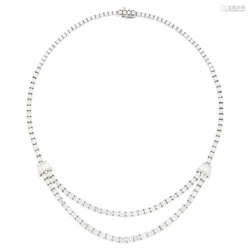 Platinum and Diamond Swag Necklace