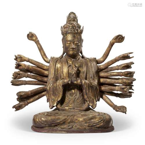 STATUE D'AVALOKITESHVARA EN BRONZE LAQUÉ ORVIETNAM, XVIIIÈME...