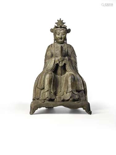 STATUE DE XIWANGMU EN BRONZECHINE, DYNASTIE MING, ÉPOQUE JIA...