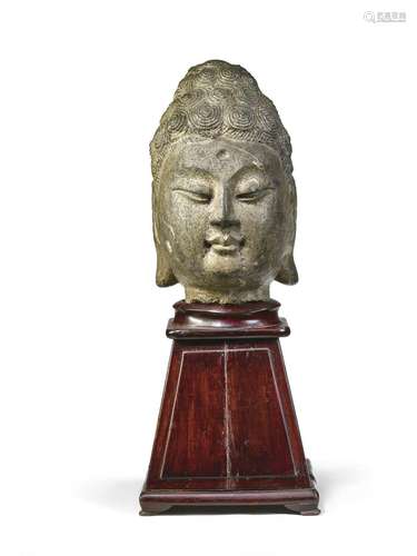 TÊTE DE BOUDDHA EN PIERRECHINE, DYNASTIE SUI (581-618)