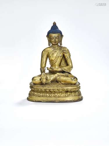 STATUE DE BOUDDHA SHAKYAMUNI EN BRONZE DORÉNÉPAL, XVÈME-XVIÈ...