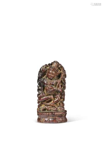 STATUE DE VAJRAYOGINI EN BOIS POLYCHROMETIBET, XIVÈME SIÈCLE...