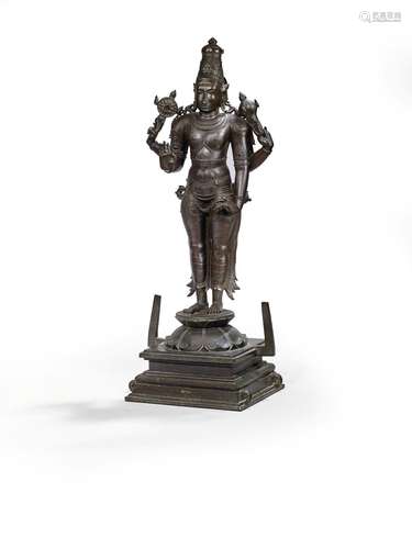 STATUE DE VISHNU EN BRONZEINDE DU SUD, TAMIL NADU, ÉPOQUE VI...