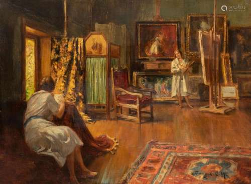 Kornel SPANYIK (1858-1943)<br />
L\'atelier du peintre<br />...