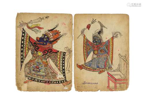 MANUSCRIT ILLUSTRANT DES DANSEURS DE TSAM (OREGA) MONGOLIE, ...