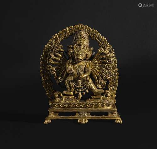 STATUETTE DE VAJRABHAIRAVA EN ALLIAGE DE CUIVRE DORÉ TIBET, ...