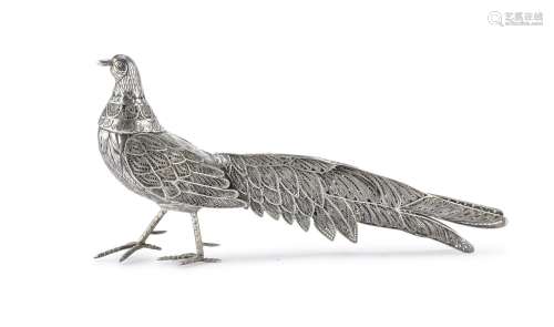 SILVER PEACOCK SCULPTURE, EARLY 20TH CENTURY
