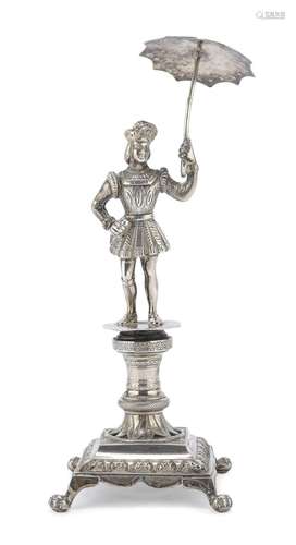 SILVER TOOTHPICK HOLDER , PORTUGAL 19TH CENTURY