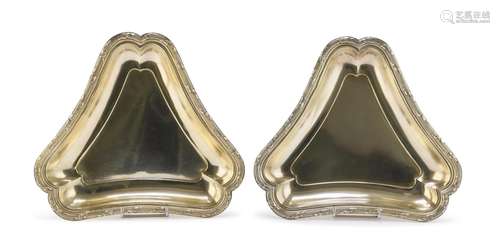 PAIR OF GILT SILVER TRAYS, BOIN TABOURET PARIS 19TH CENTURY