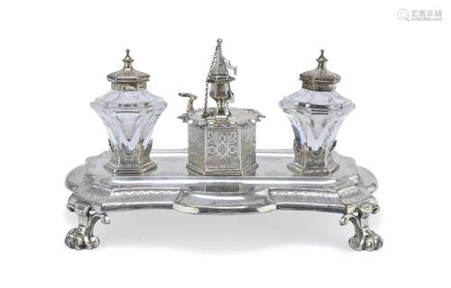 BEAUTIFUL SILVER INKWELL, LONDON 1858