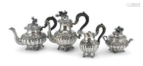 NICE SILVER TEA AND COFFEE SET, VENICE 1830/1840