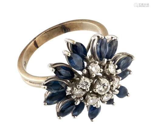 WHITE GOLD RING WITH DIAMONDS AND SAPPHIRES