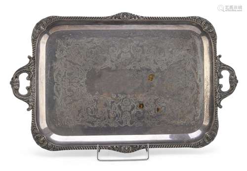 LARGE SILVER-PLATED TRAY, EARLY 20TH CENTURY