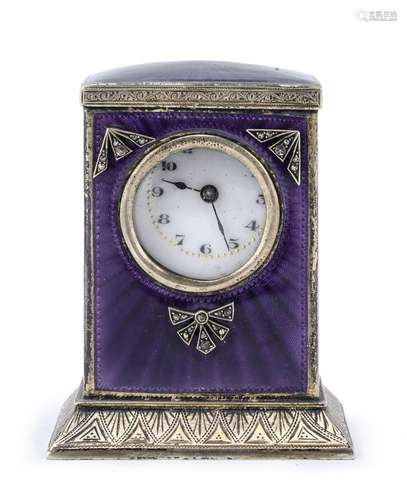 MIGNON SILVER BRACKET CLOCK, 20TH CENTURY