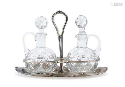 SILVER AND GLASS OIL CRUET, BOLOGNA 1944/1968