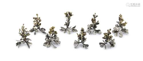 EIGHT SILVER PLACEHOLDERS, CANDIDA TUPINI 20TH CENTURY