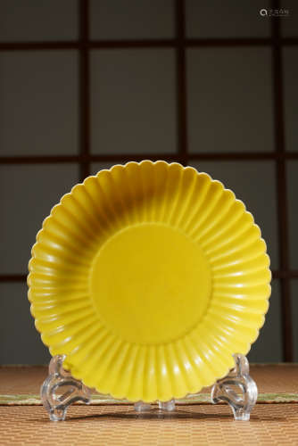 清代 檸檬黃百條賞盤