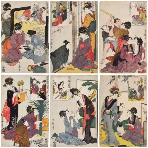 Kitagawa Utamaro (1754-1806) | The complete set of eleven wo...
