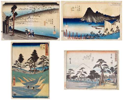 Utagawa Hiroshige (1797-1858) | Four landscape woodblock pri...