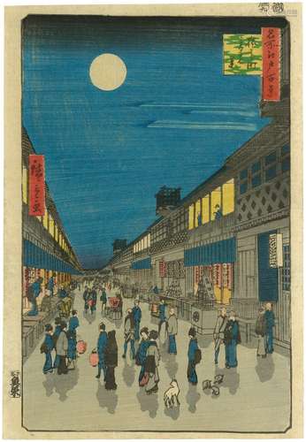 Utagawa Hiroshige (1797-1858) | Night View of Saruwaka-machi...