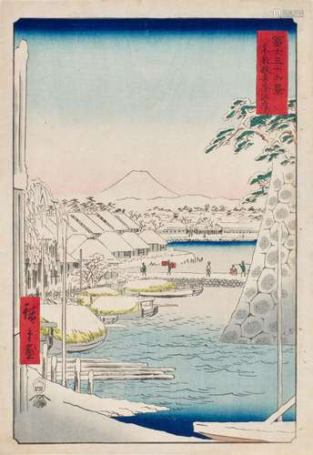 Utagawa Hiroshige (1797-1858) | Riverbank at Sukiya in Edo (...